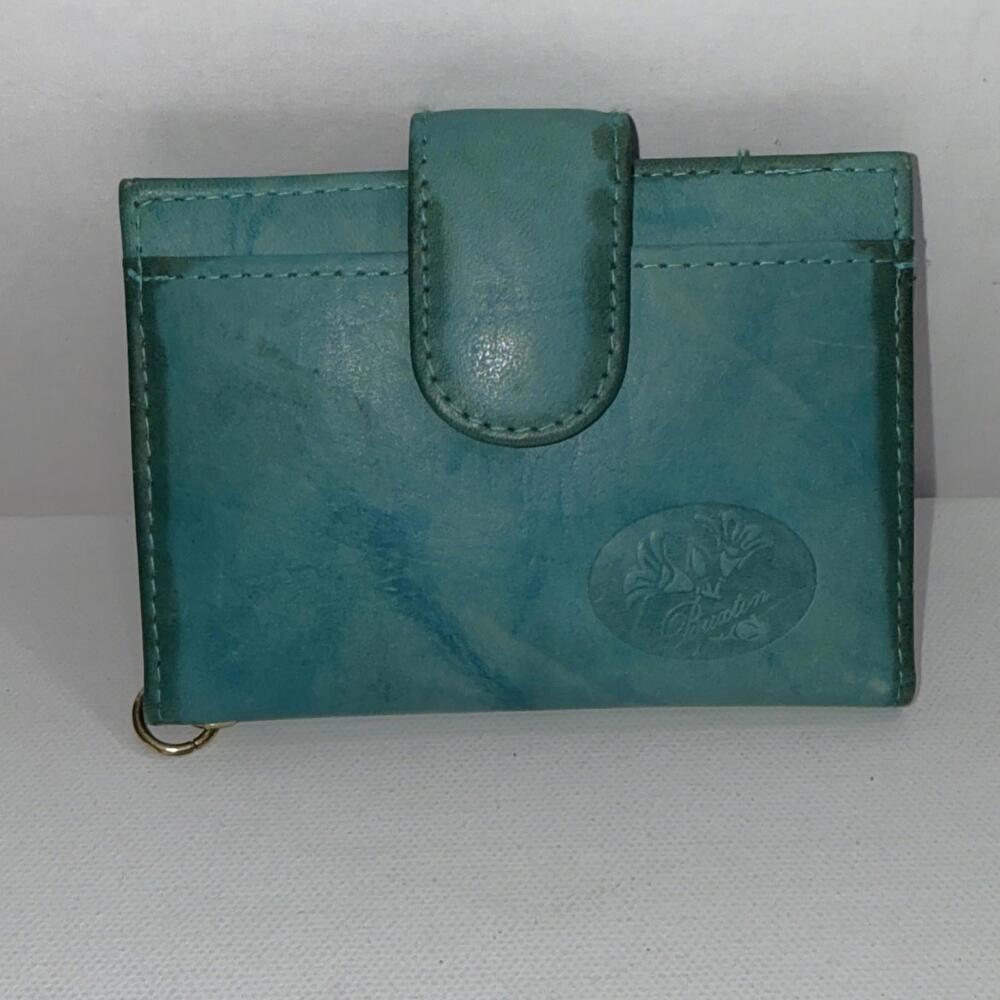 Buxton‎ Top Grain Cowhide Leather  Minimalist Designer Turquoise Folding Wallet